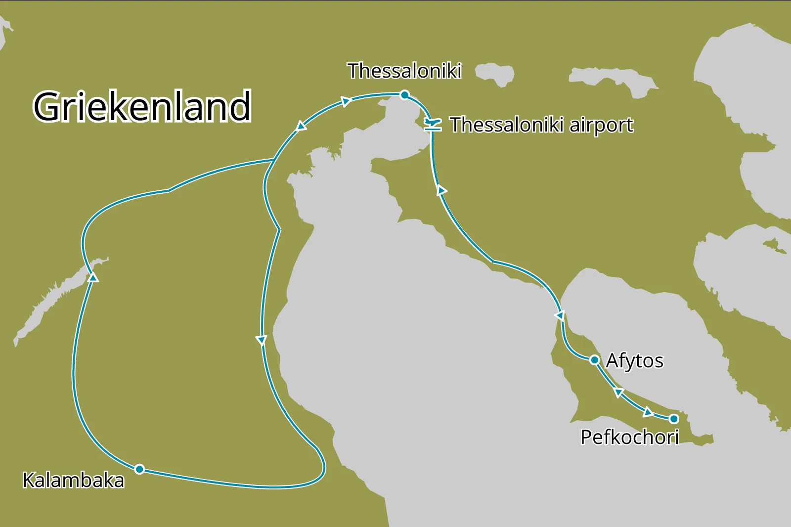 Fly-drive Mystieke kloosters vanaf Thessaloniki - Route