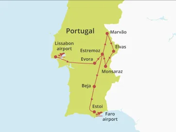 Fly-drive Alentejo en Algarve (pousadas) 8 dagen