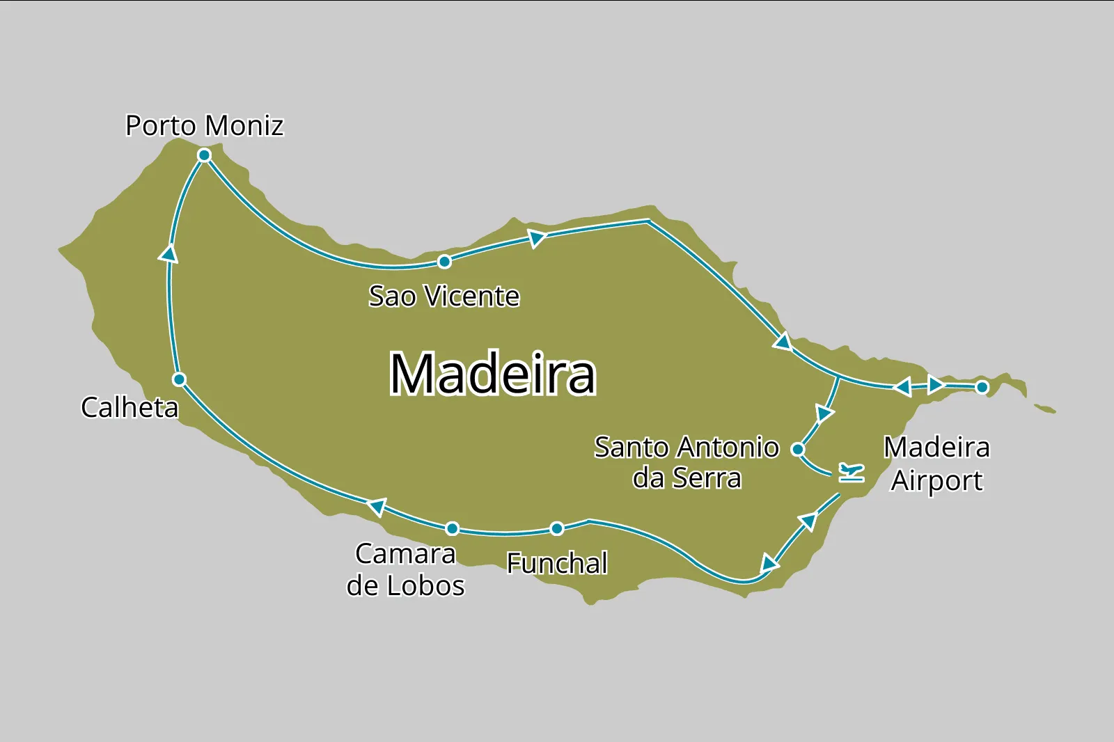 Fly-drive Madeira - Route