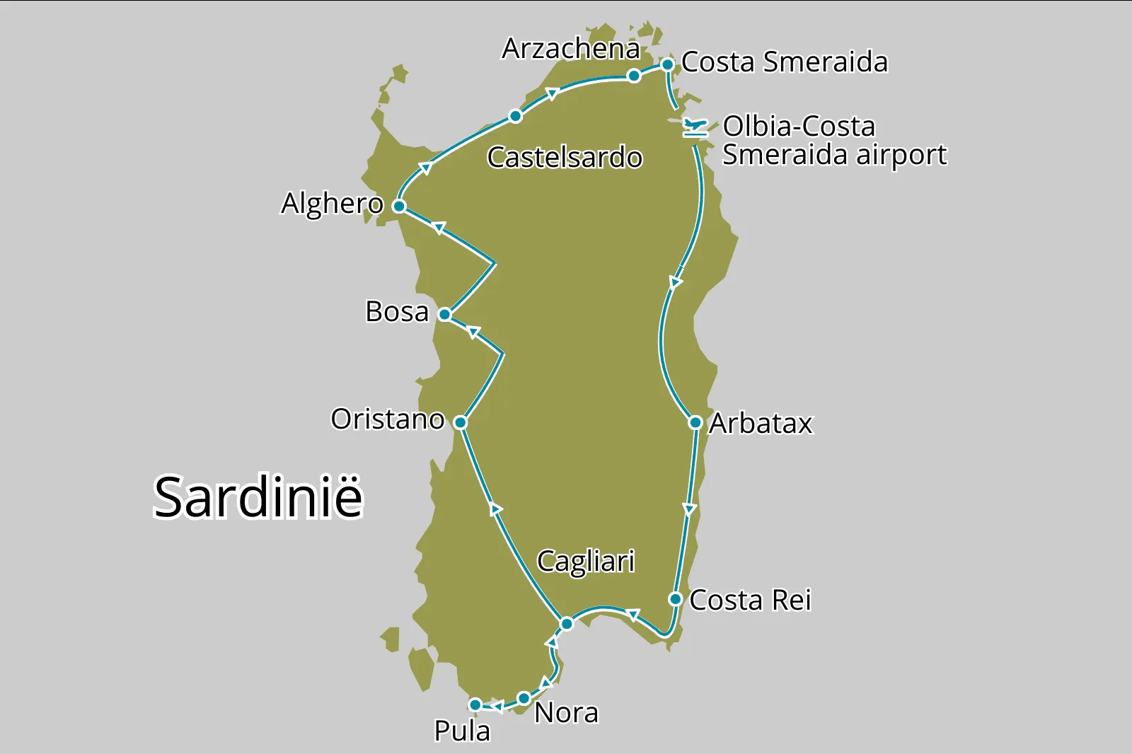 Fly-drive Sardinië Couleur Locale - Route