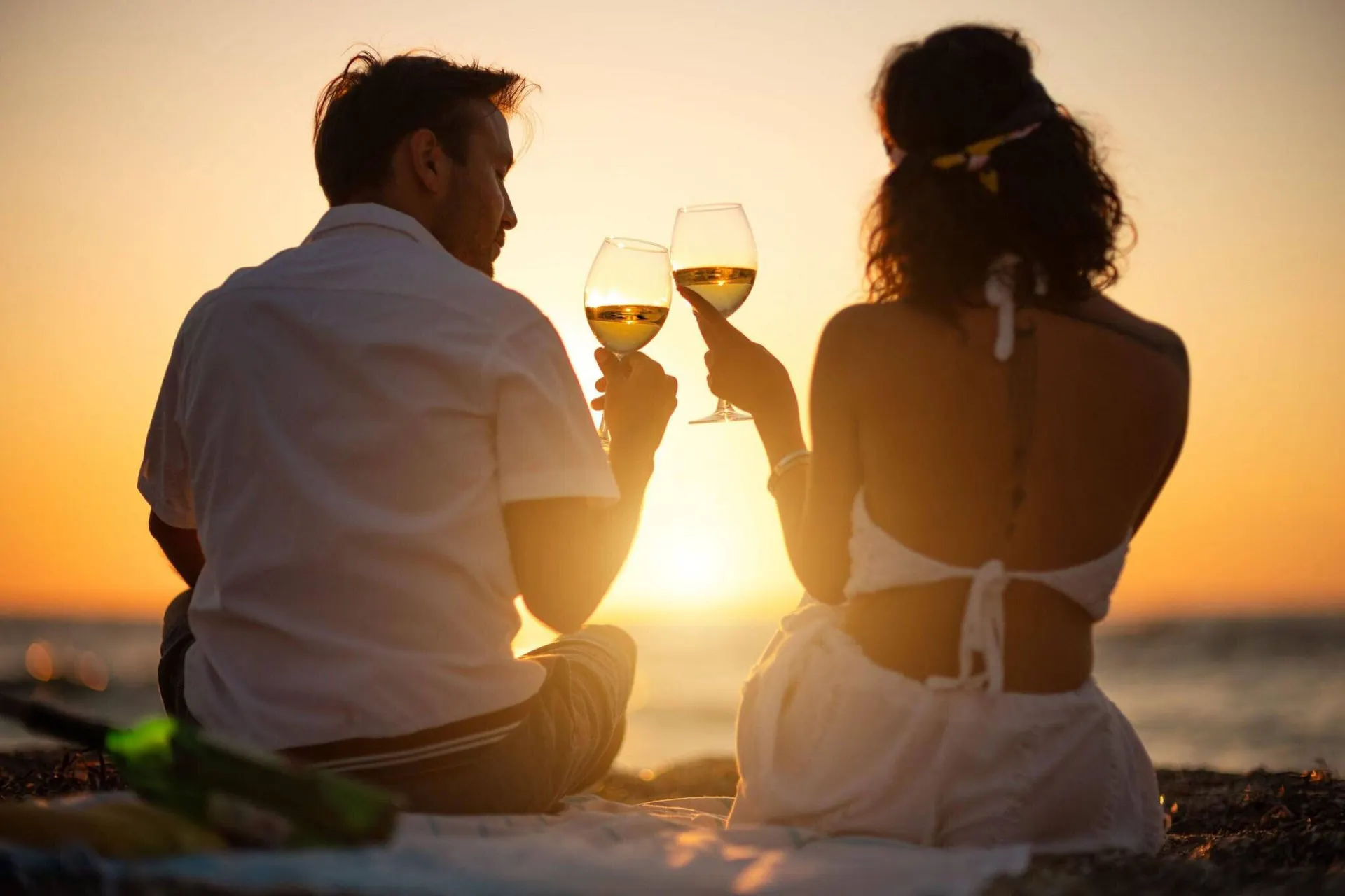 Zonsondergang op het privéstrand