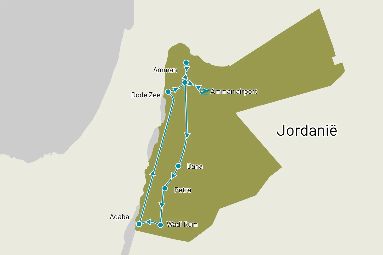 Fly-drive Cultuur & Natuur Jordanië - Route