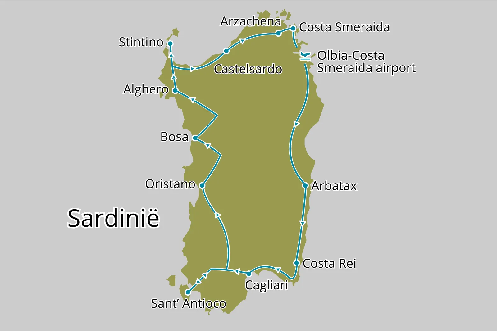 Fly-drive Sardinië Experience 15 dagen 4 - Route