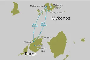 Eilandhoppen 15 dagen Paros-Mykonos 5* - Route
