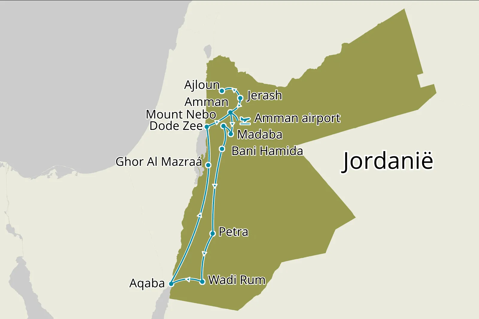 Privérondreis The Local Experience Jordanië - Route