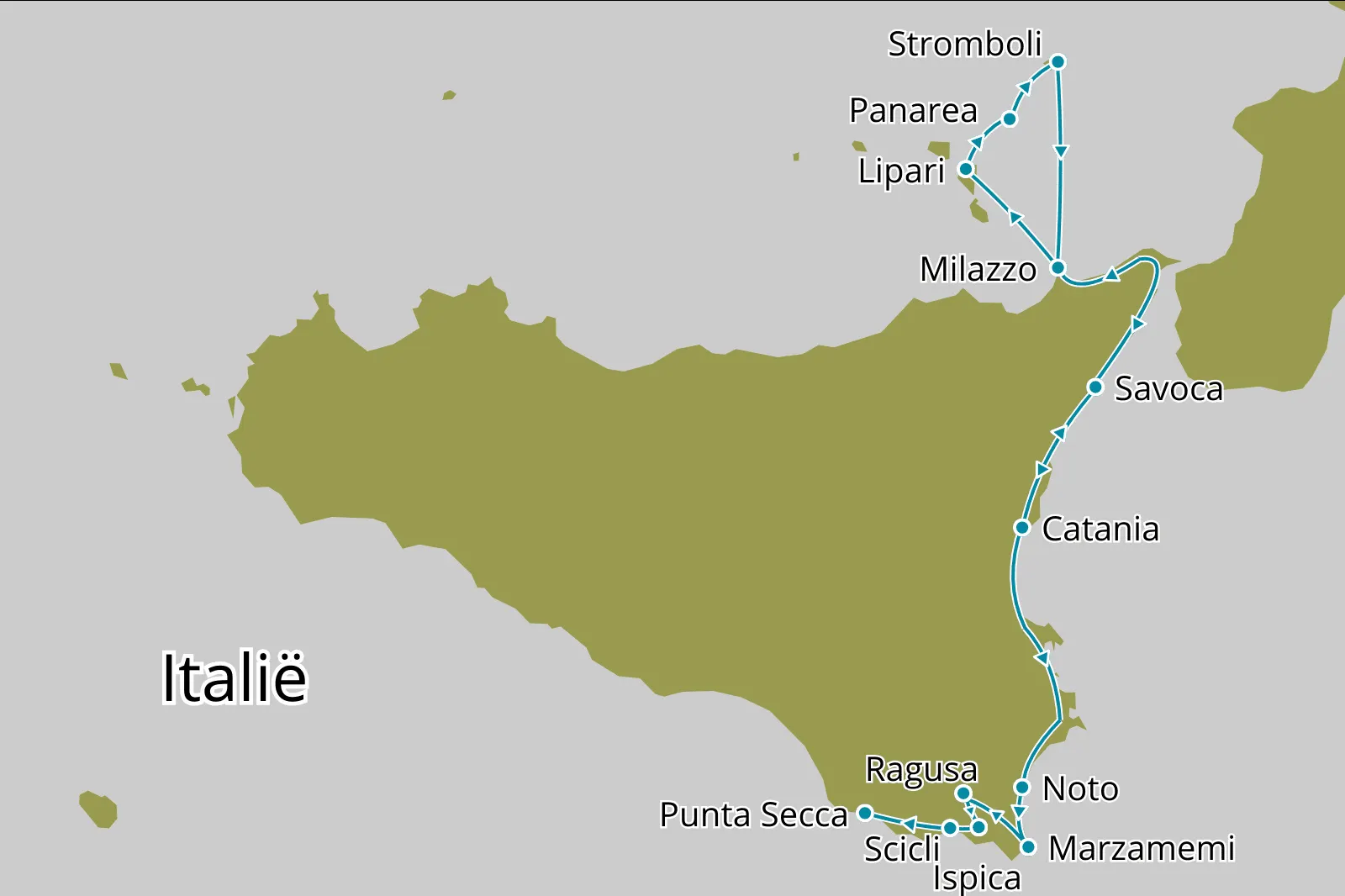 Fly-drive De verborgen parels van Sicilië - Route