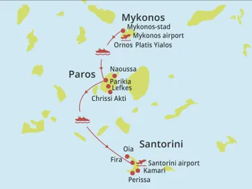 Eilandhoppen Mykonos - Paros - Santorini