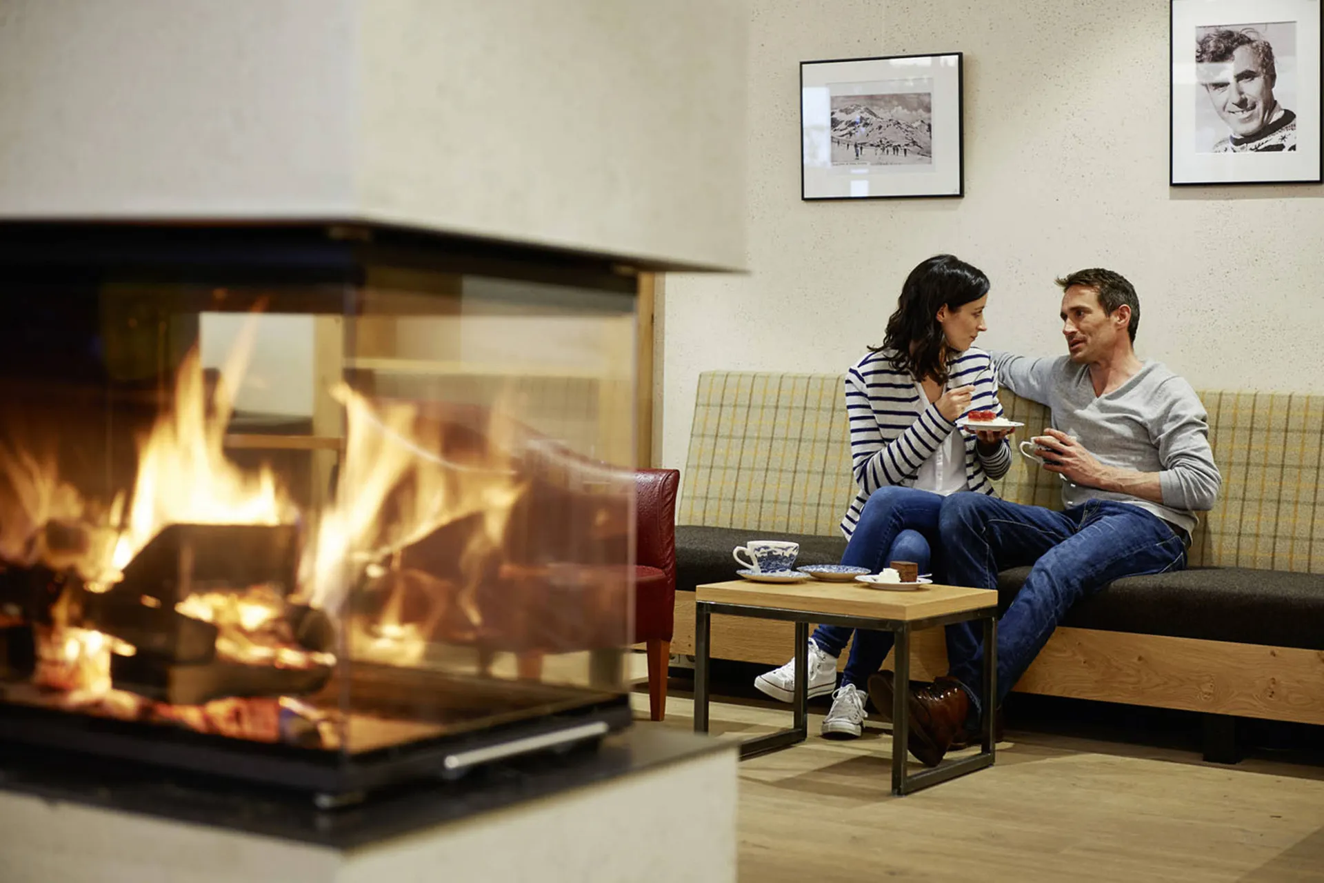 Lounge met open haard