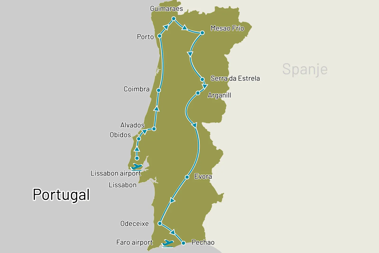 Fly-drive Ronde van Portugal (hotels) 17 dagen