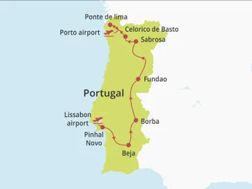 Fly-drive Van Lissabon naar Porto (solares) 15 dagen