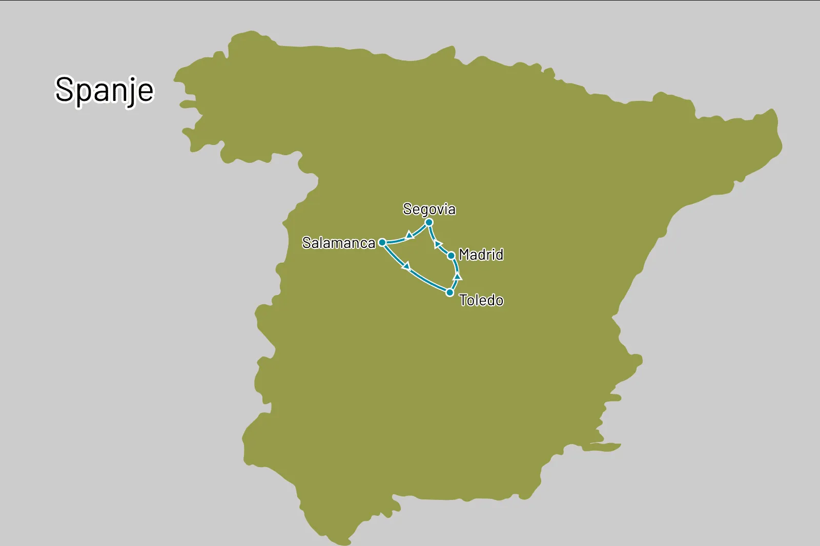 Fly-drive Ontdek het hart van Spanje - Route