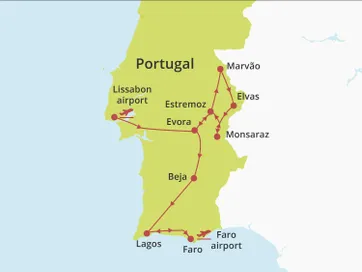 Fly-drive Alentejo en Algarve (hotels) 8 dagen